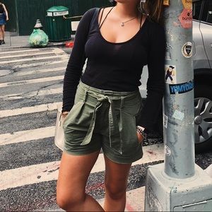 Ella Moss army colored shorts with tie around belt